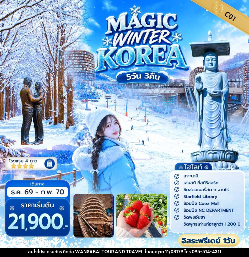 ทัวร์เกาหลี QUEEN MAGIC WINTER KOREA - WANSABAI TOUR AND TRAVEL