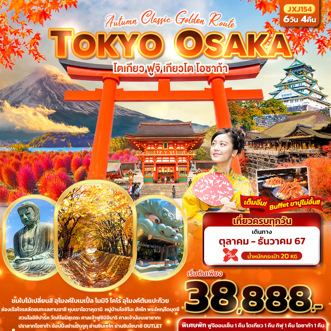 ทัวร์ญี่ปุ่น Autumn Classic Golden Route TOKYO OSAKA โตเกียว ฟูจิ เกียวโต โอซาก้า  - D.D.Tour