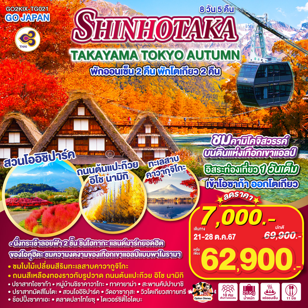 ทัวร์ญี่ปุ่น SHINHOTAKA TAKAYAMA TOKYO AUTUMN - D.D.Tour