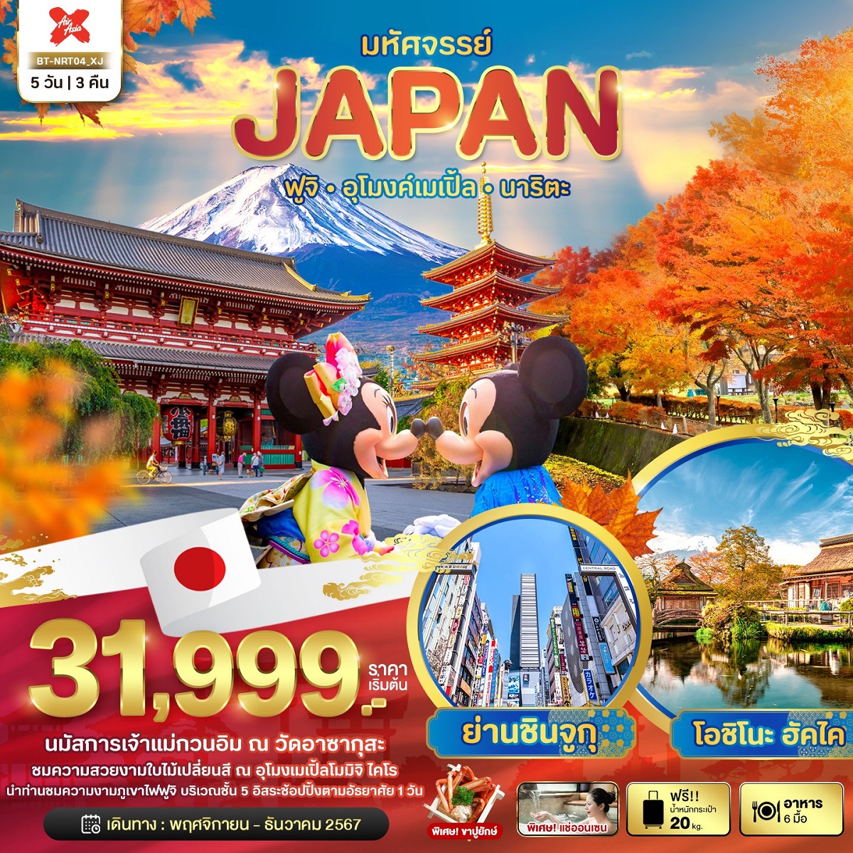 ทัวร์ญี่ปุ่น มหัศจรรย์...JAPAN ฟูจิ อุโมงค์เมเปิ้ล นาริตะ - 34/02988