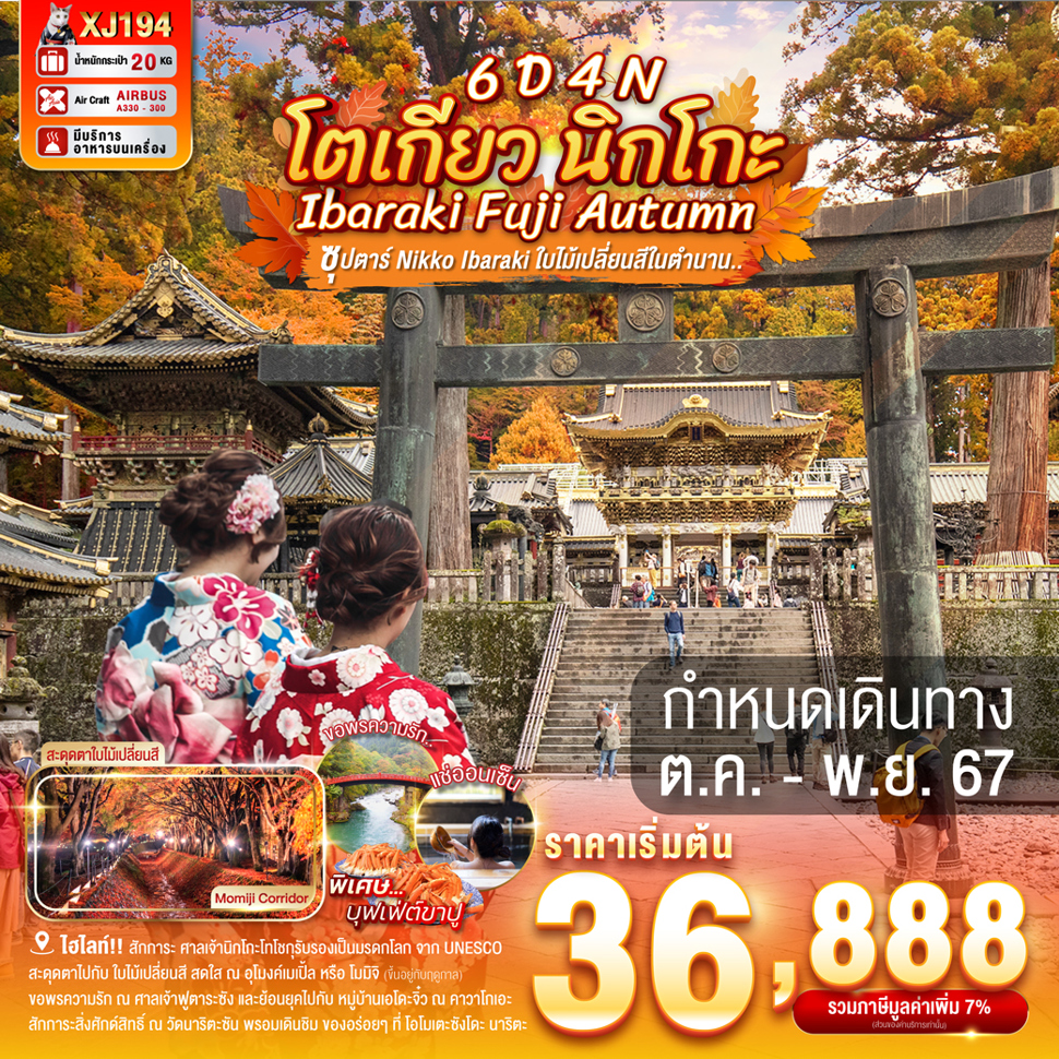 ทัวร์ญี่ปุ่น โตเกียว นิกโกะ IBARAKI FUJI AUTUMN -  ประสานเวิลด์ทัวร์