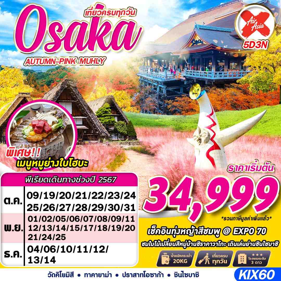 ทัวร์ญี่ปุ่น OSAKA AUTUMN-PINK MUHLY (เที่ยวเต็ม)  - 34/02988