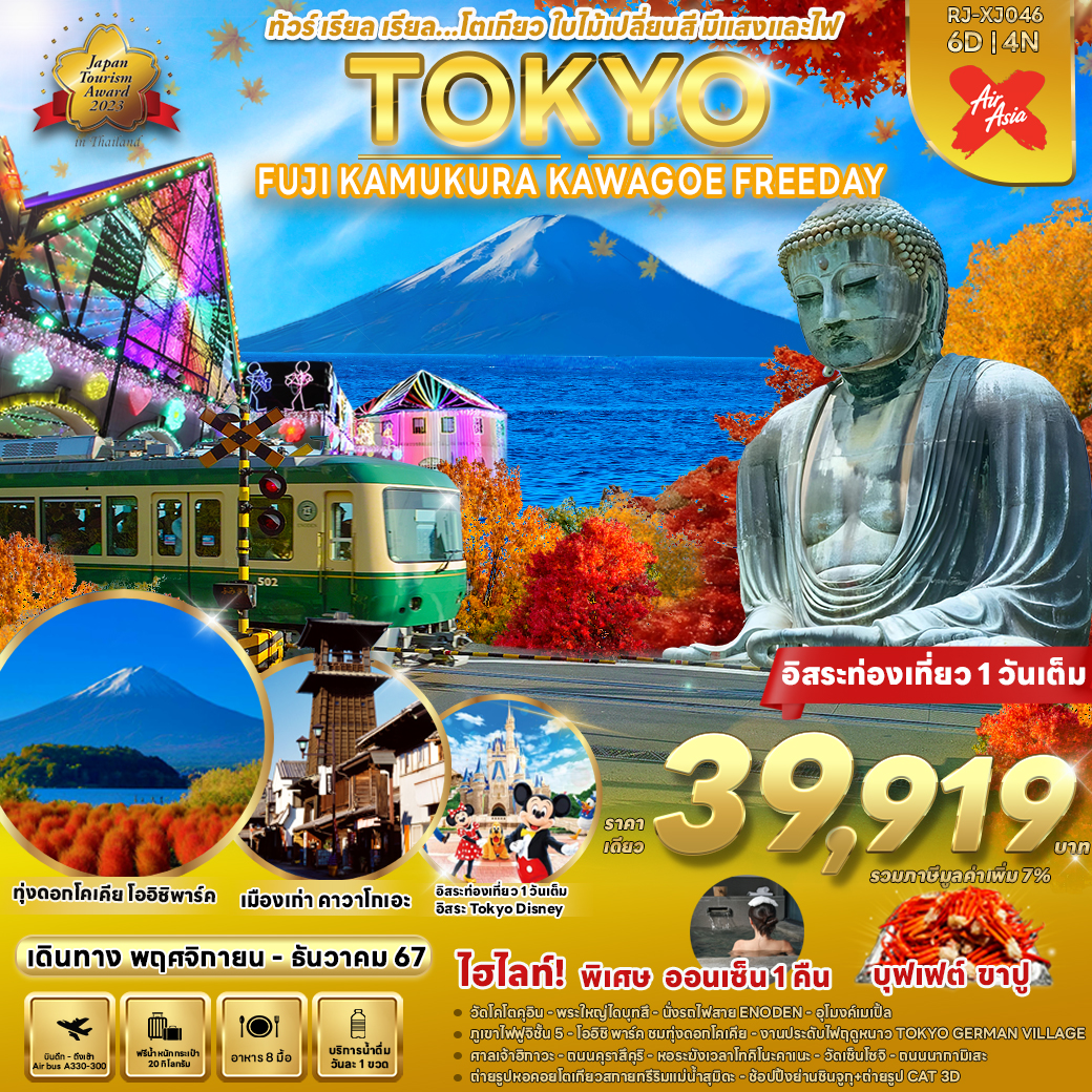 ทัวร์ญี่ปุ่น TOKYO FUJI KAMAKURA KAWAGOE FREEDAY  - DESIGN HOLIDAYS