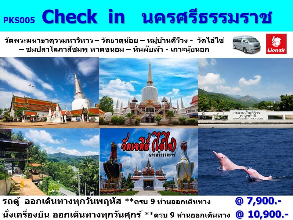 ทัวร์นครศรีธรรมราช  ไหว้วัดเจดีย์ไอไข่ นอนคีรีวง ดูปลาโลมาสีชมพู  - เดอะวัน แทรเวล เอเจนซี่ 