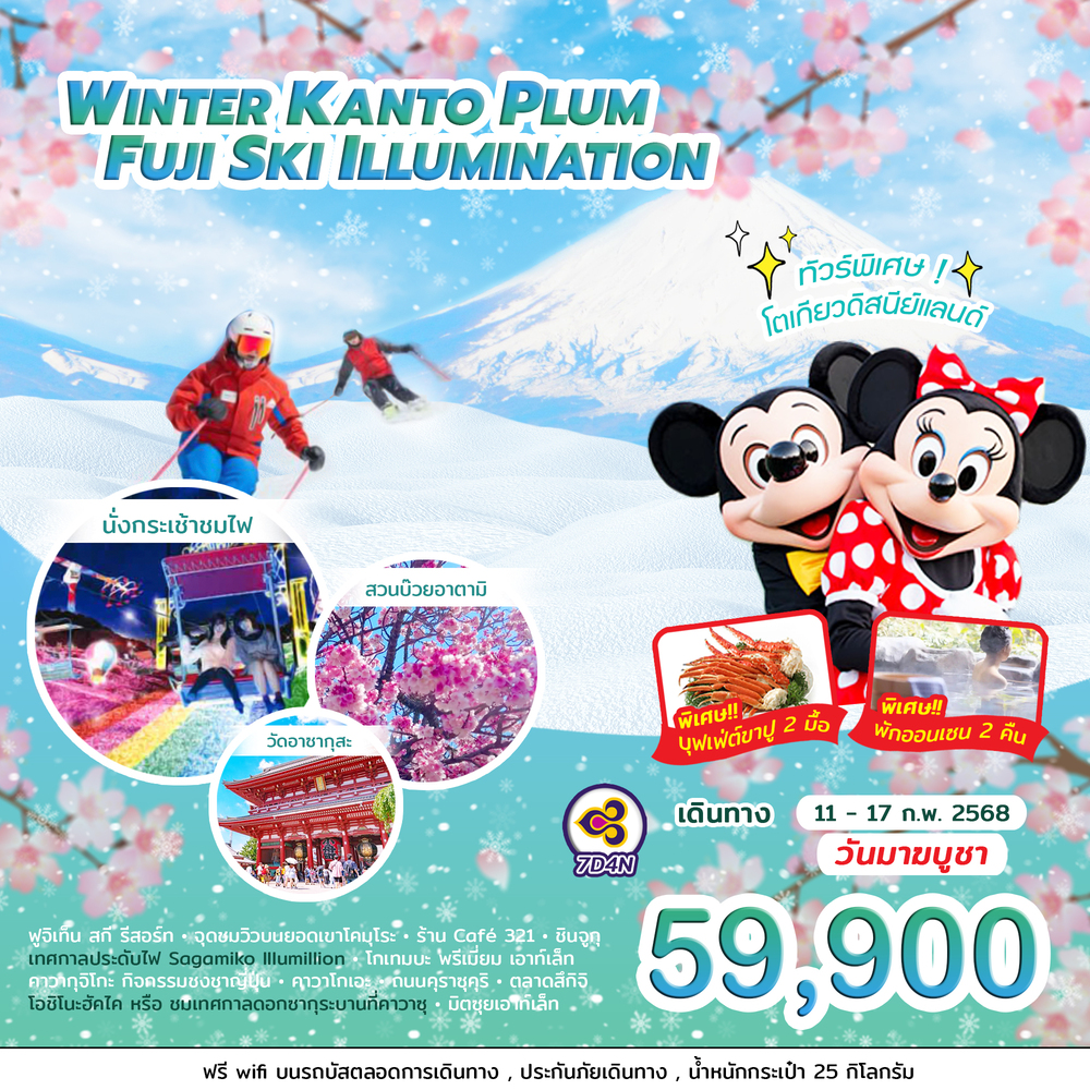 ทัวร์ญี่ปุ่น WINTER KANTO PLUM FUJI SKI ILLUMINATION  - Jaravee Tour 