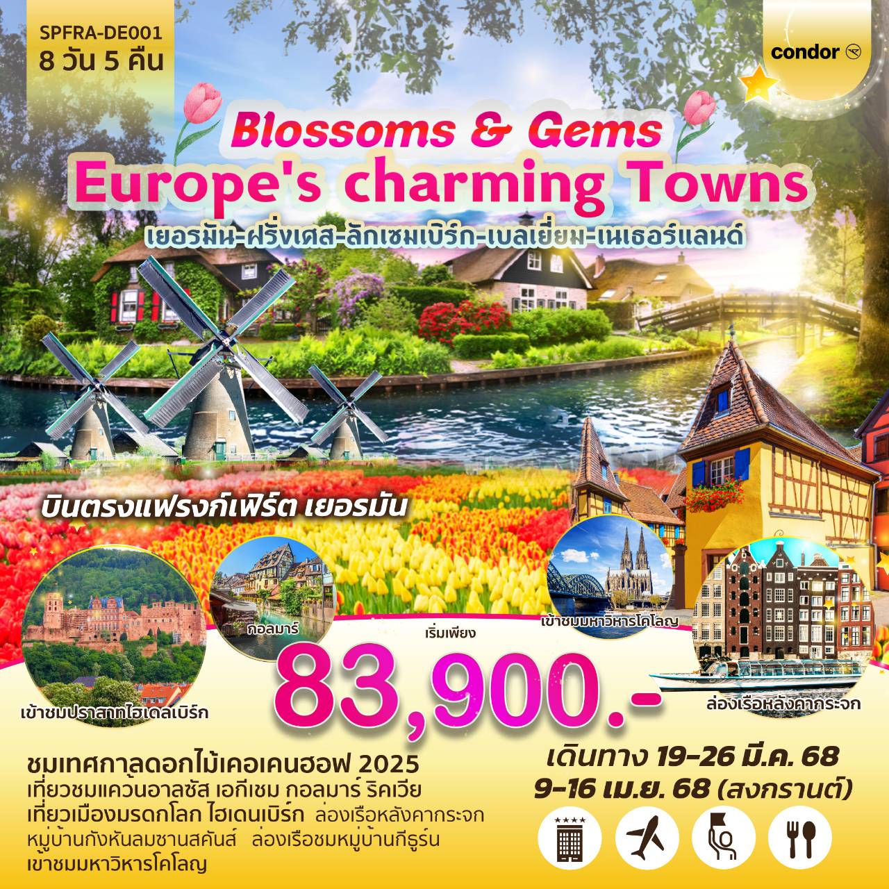 ทัวร์ยุโรป Blossoms & Gems Europe's charming Towns เยอรมัน-ฝรั่งเศส-ลักเซมเบิร์ก-เบลเยี่ยม-เนเธอร์แลนด์ - เดอะวัน แทรเวล เอเจนซี่ 